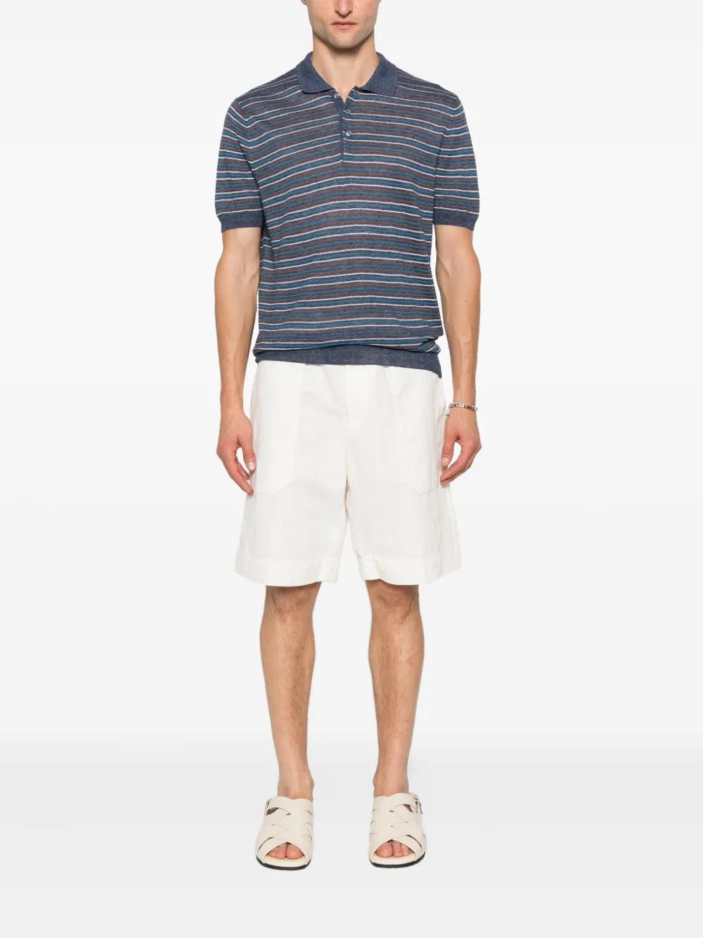 Gran Sasso Gestreept poloshirt - Blauw