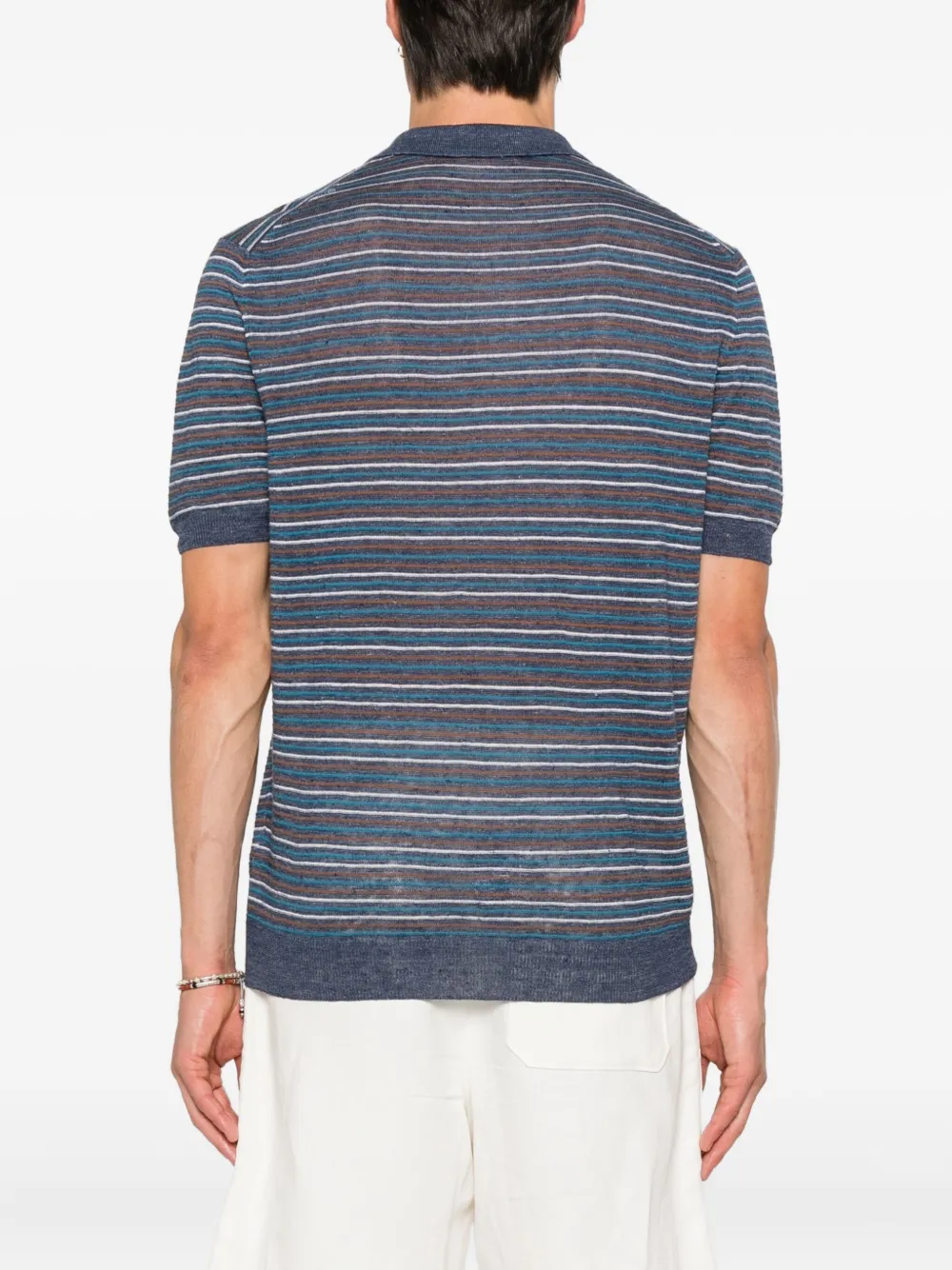 Gran Sasso Gestreept poloshirt Blauw