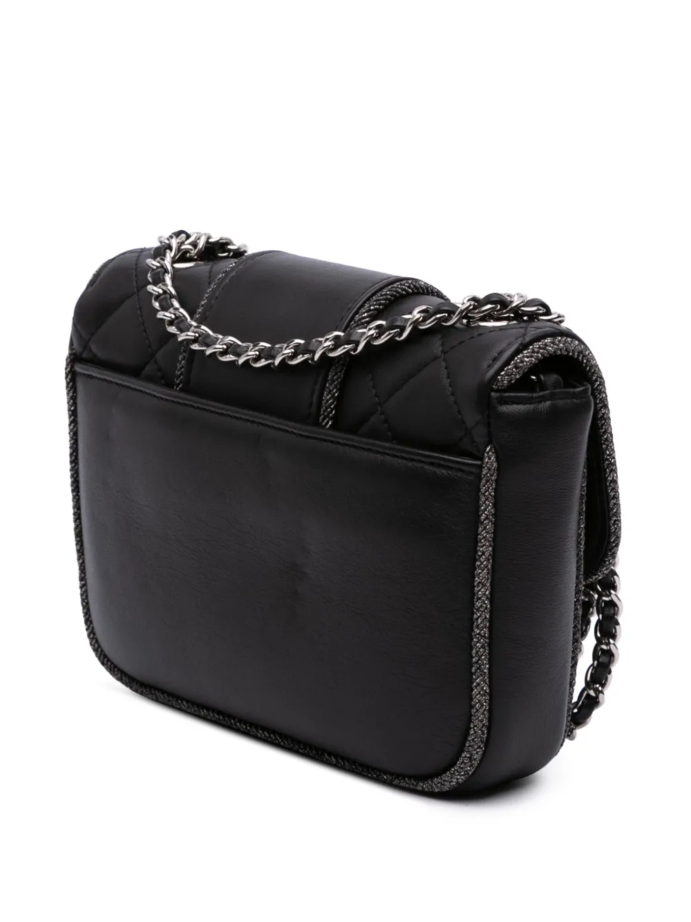 Pre-owned Chanel 2019 Mini Quilted Lambskin And Metallic Trim Elementary Chic Flap Crossbody Bag