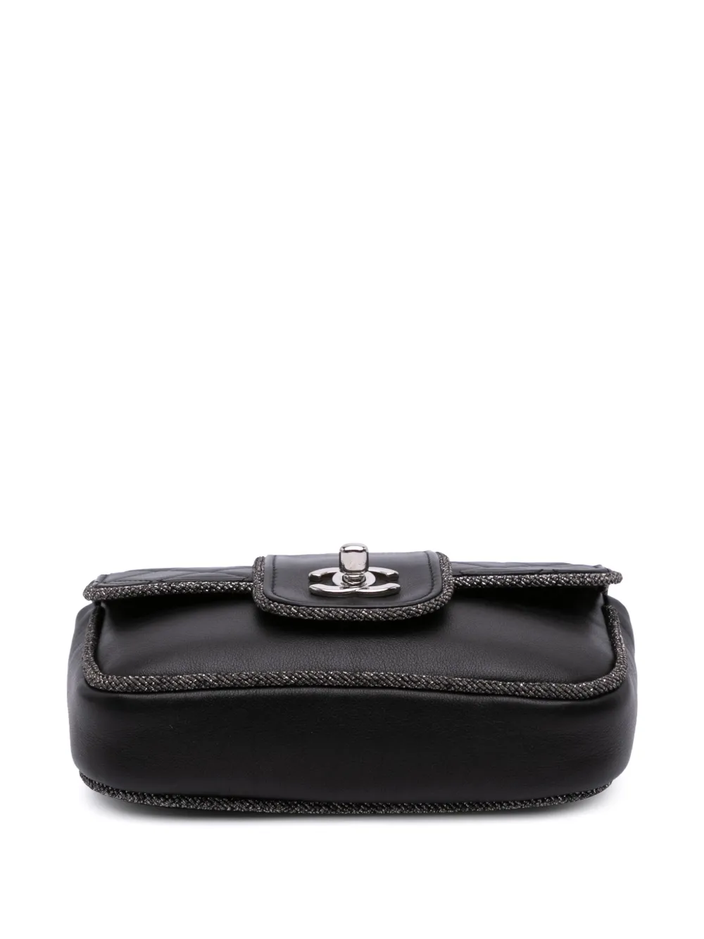 Pre-owned Chanel 2019 Mini Quilted Lambskin And Metallic Trim Elementary Chic Flap Crossbody Bag