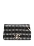 CHANEL Pre-Owned 2014-2015 CC Bicolor Woven Lambskin Crystal Pearl Flap crossbody bag - Black