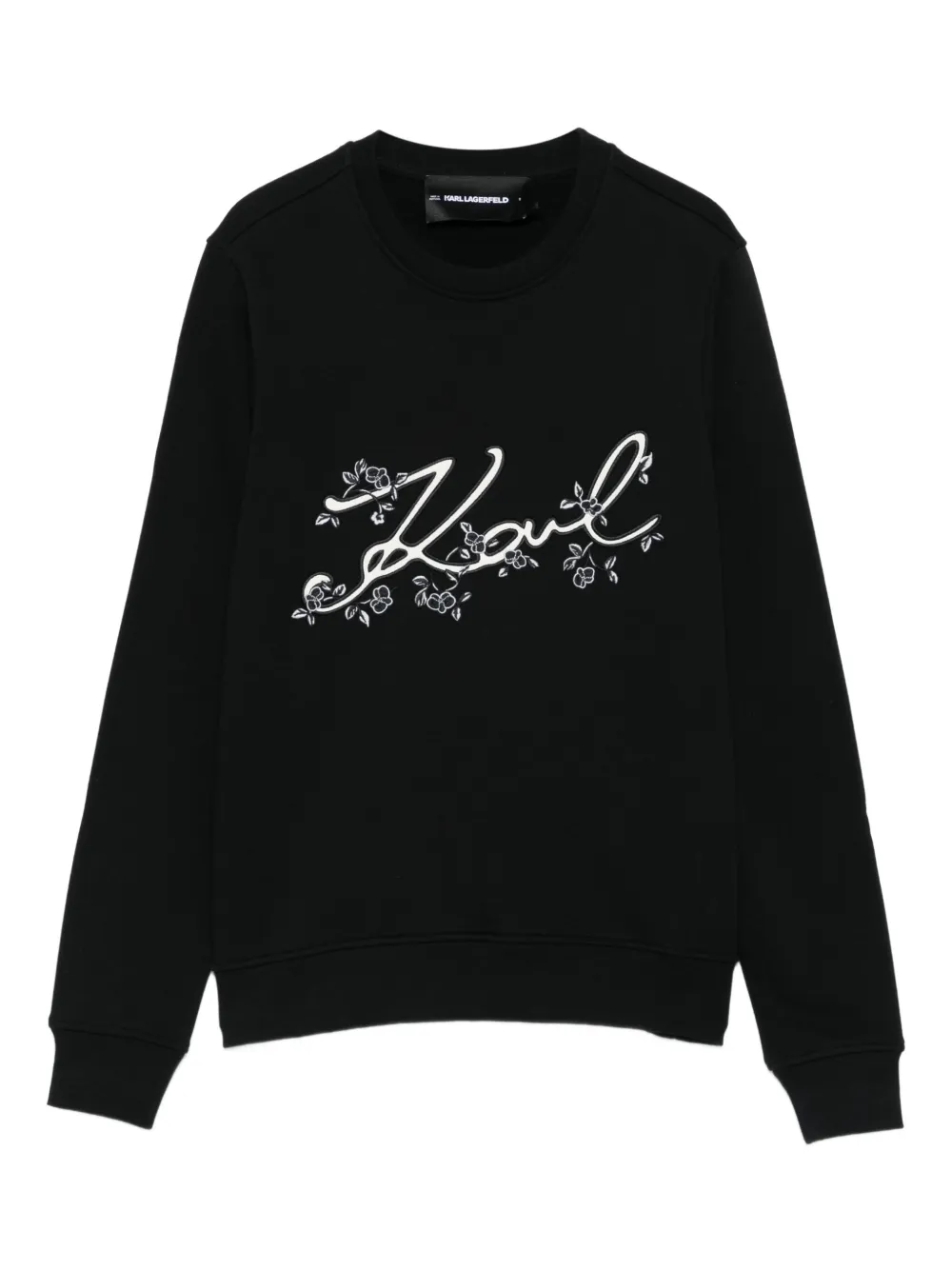 Karl Lagerfeld floral-embroidered sweatshirt Zwart