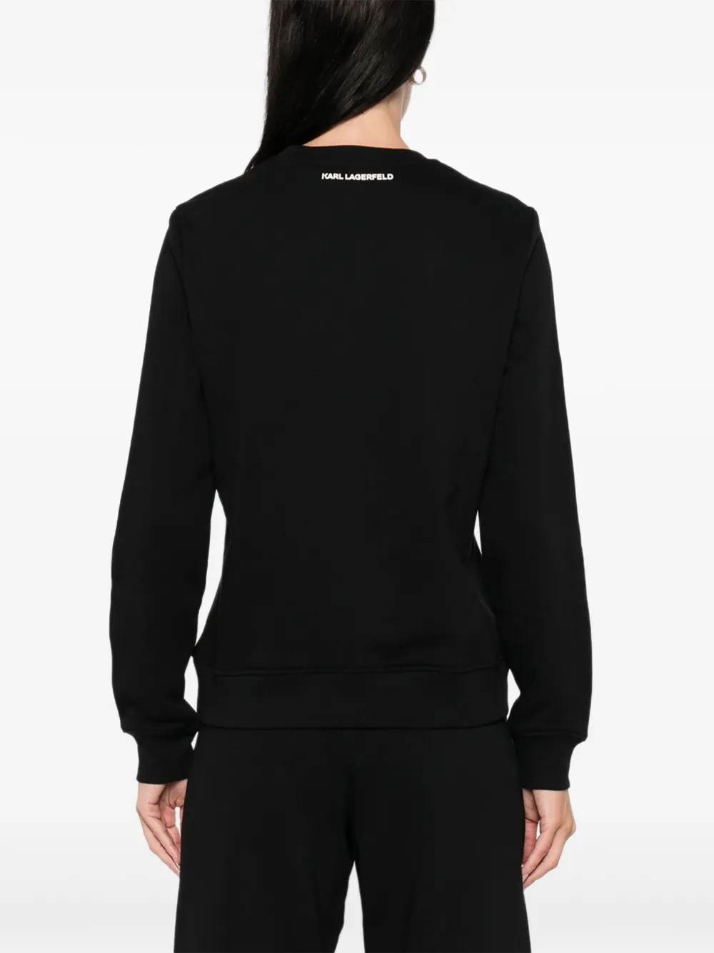 Karl Lagerfeld floral-embroidered sweatshirt Zwart