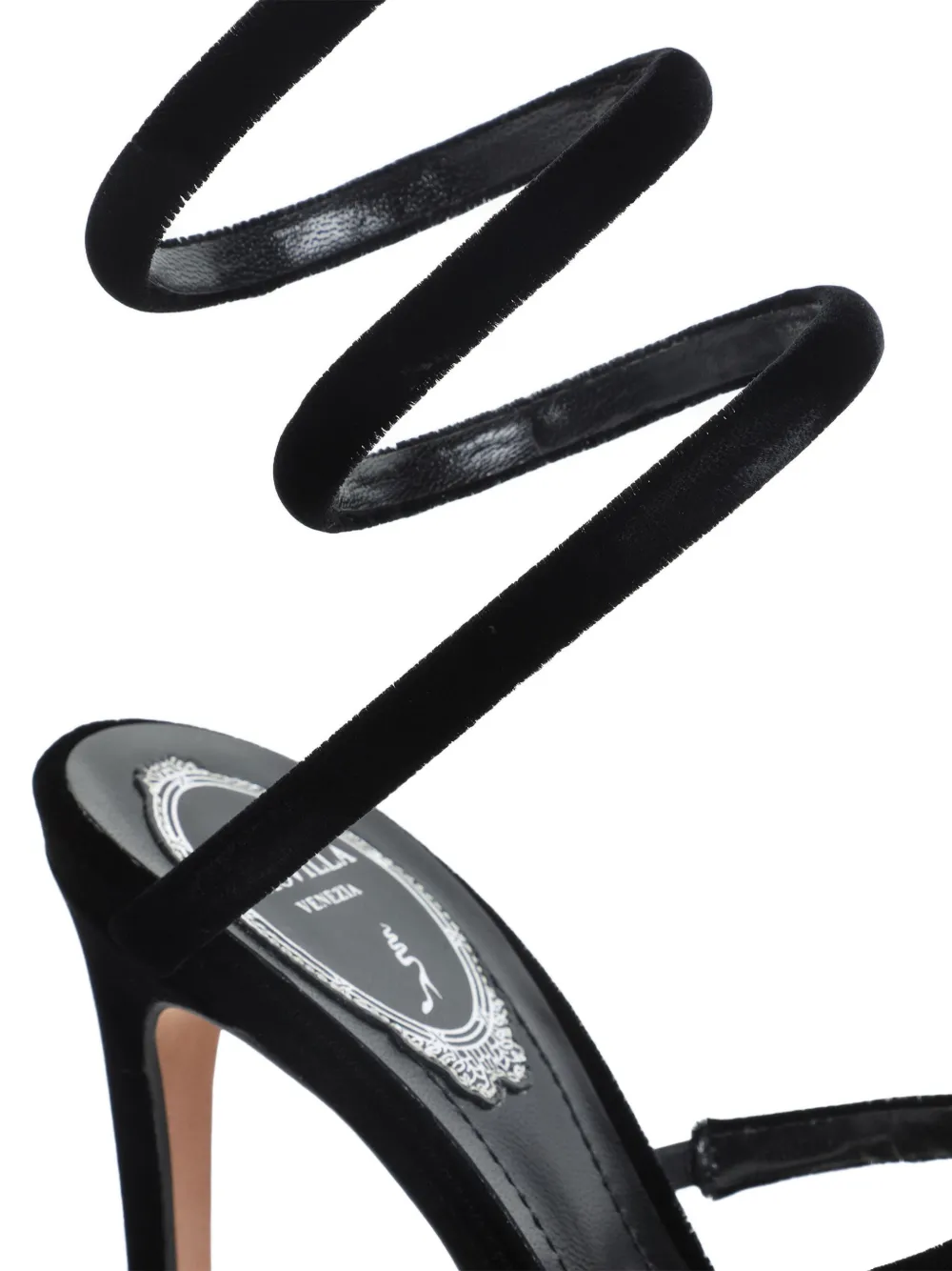 René Caovilla 105 mm leren sandalen met hak Zwart