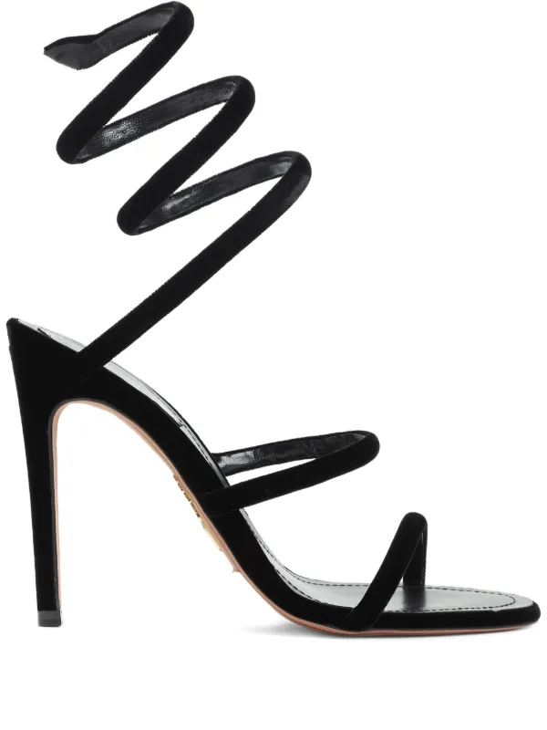 René Caovilla Sandália De Couro Com Salto 105mm | Preto | FARFETCH BR