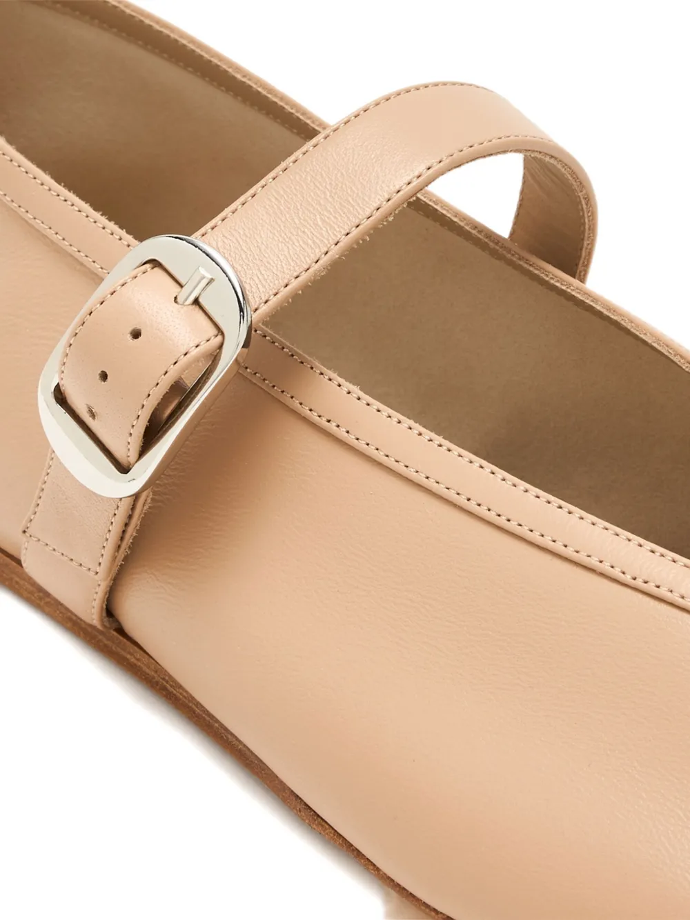 Le Monde Beryl Stella leren ballerina's met gespbandje Beige