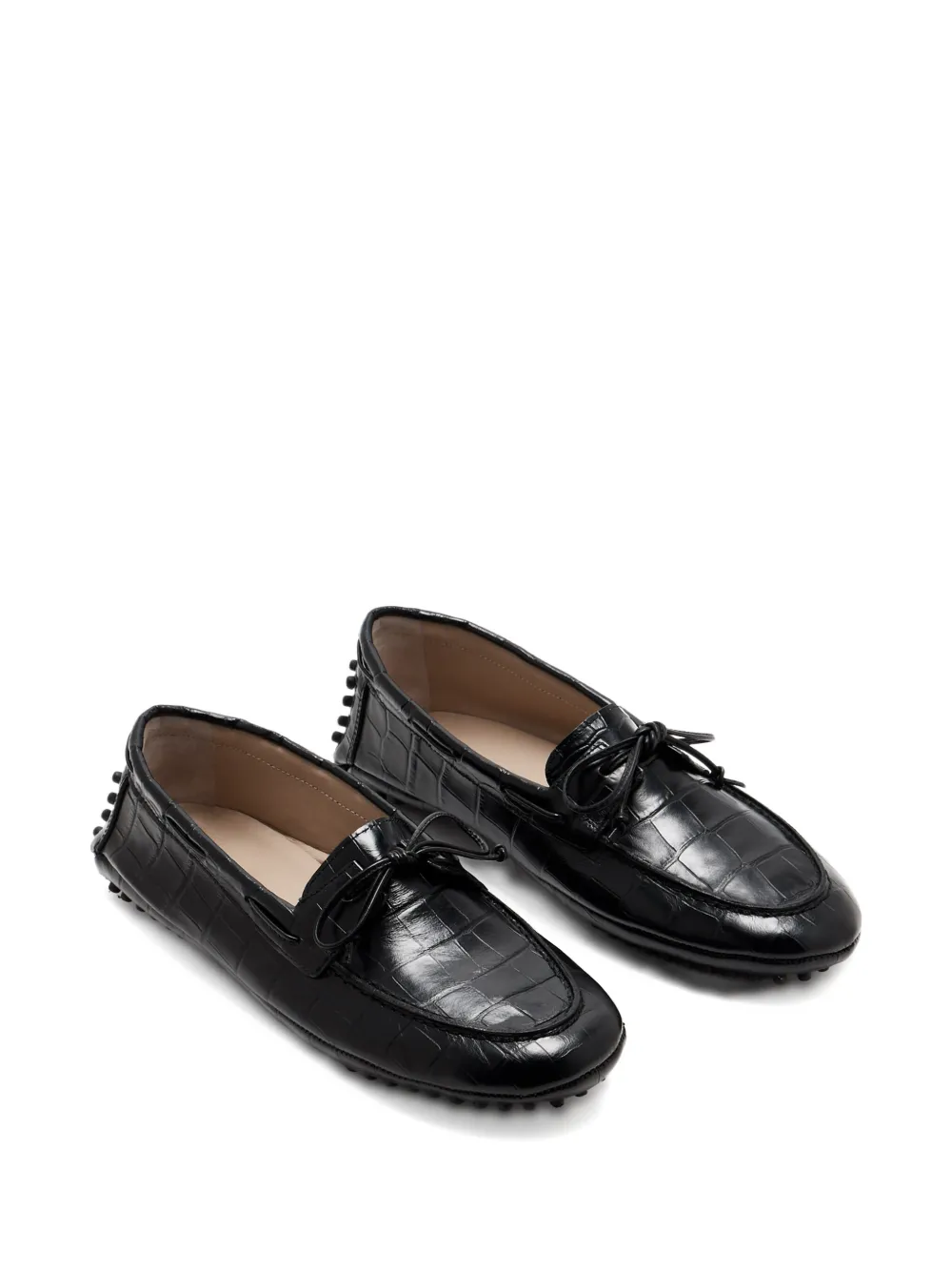 Le Monde Beryl Driver Embossed Moccasins In Black