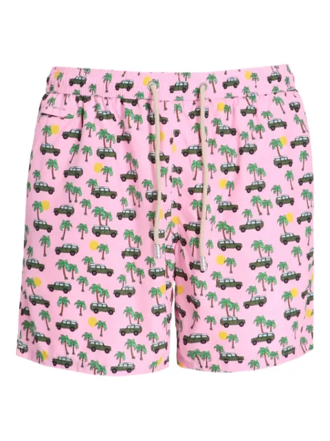 MC2 Saint Barth palm tree-car-print swim shorts