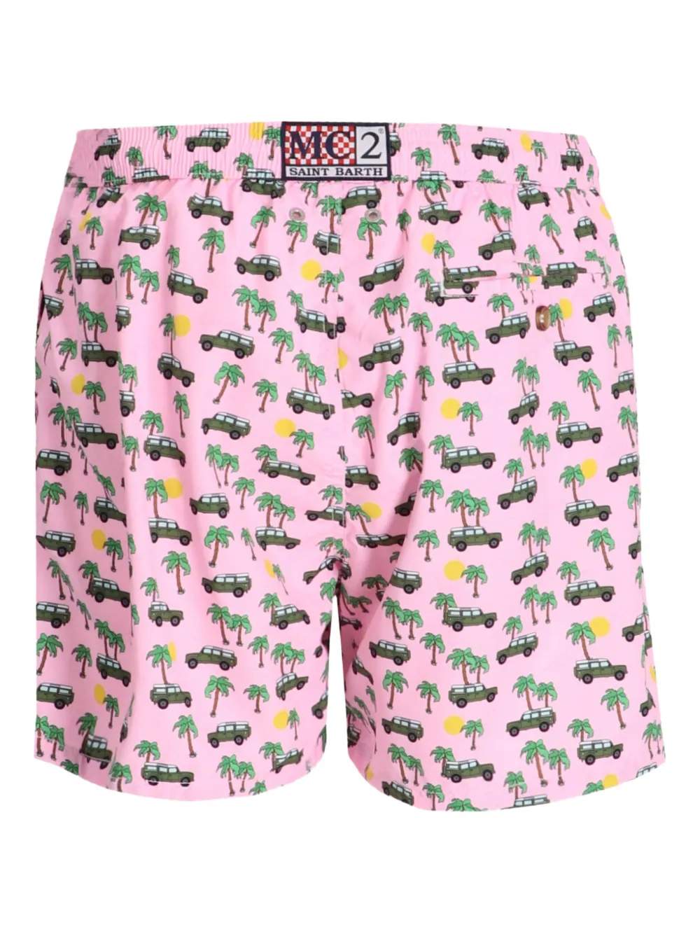 MC2 Saint Barth Zwembroek met palmboom- en autoprint Roze