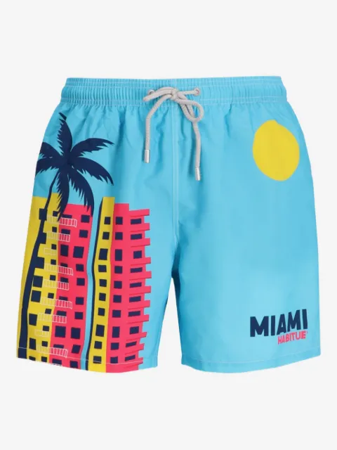 MC2 Saint Barth short de playa con palmeras estampadas