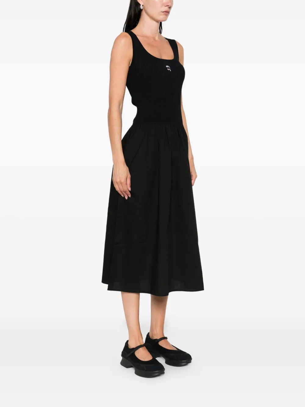 Karl Lagerfeld ribbed-knit midi dress Zwart