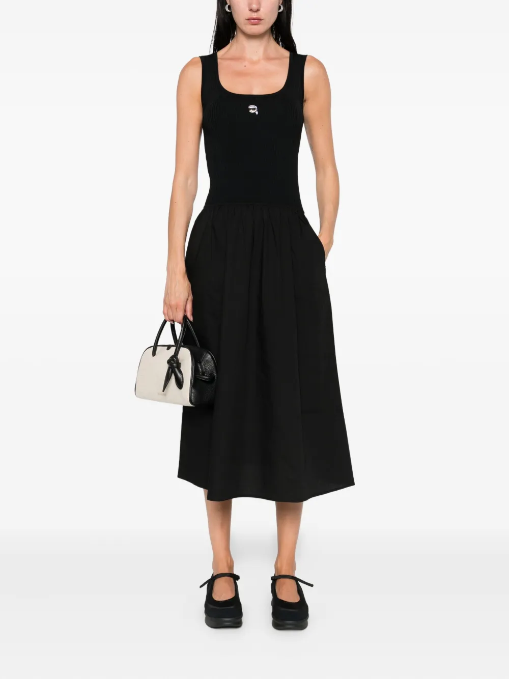 Karl Lagerfeld ribbed-knit midi dress Zwart