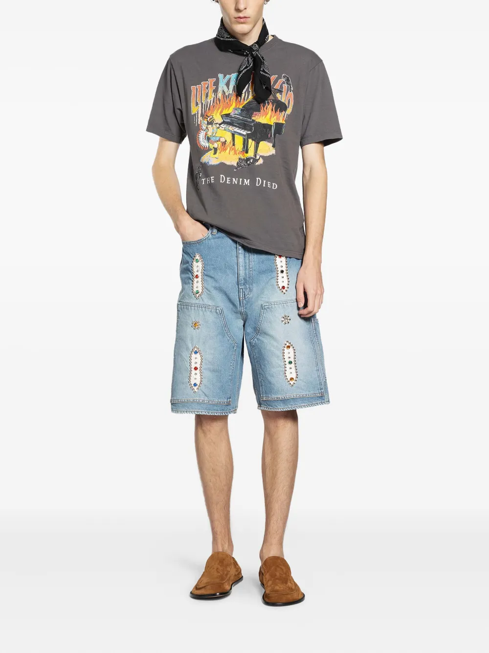 KAPITAL T-shirt met grafische print - Grijs