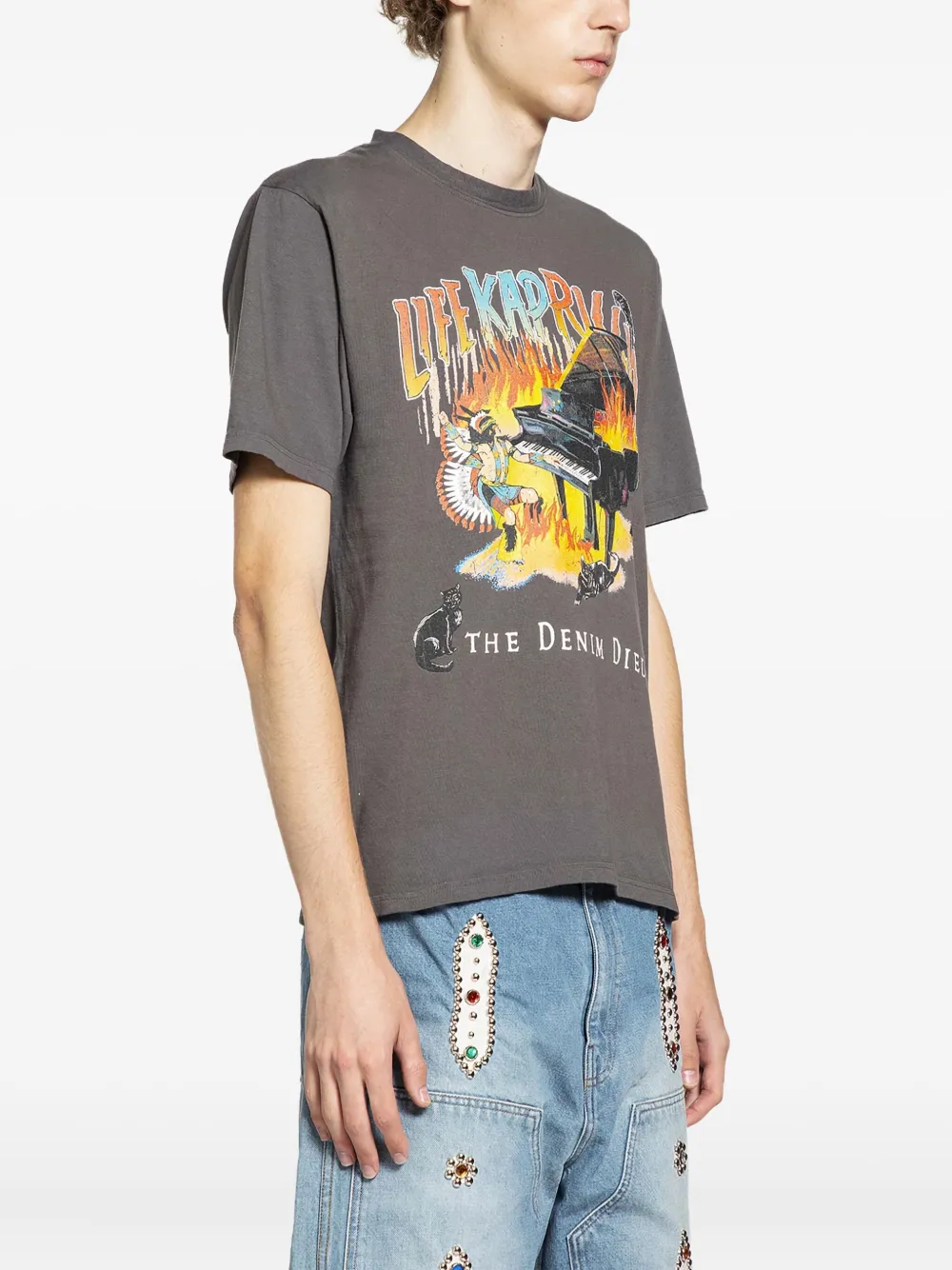 KAPITAL T-shirt met grafische print Grijs