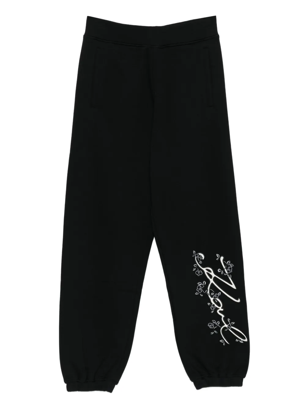 Karl Lagerfeld floral-embroidered sweatpants Zwart