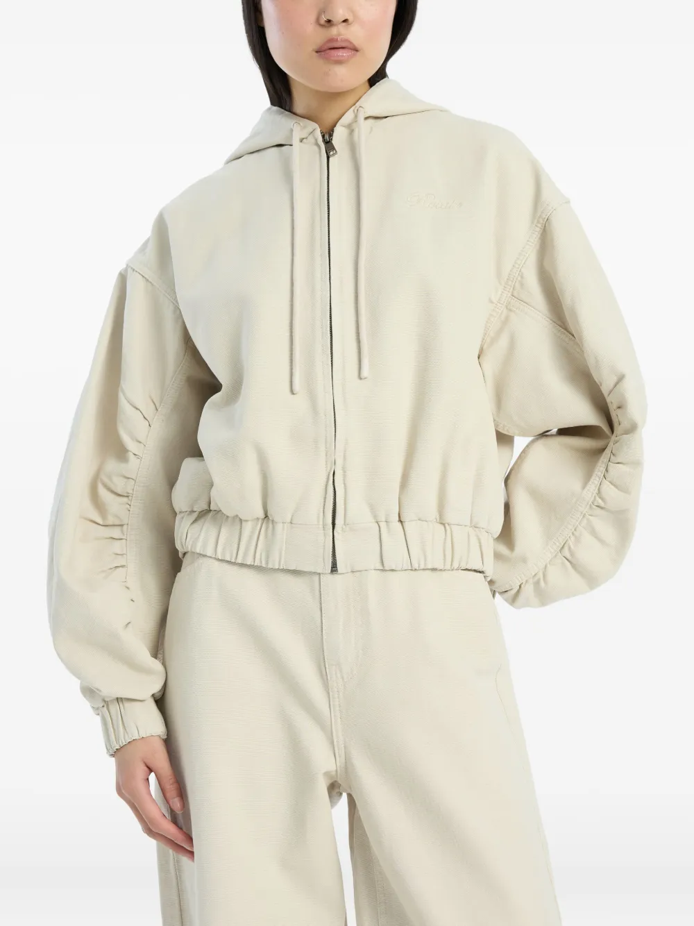 ROTATE BIRGER CHRISTENSEN balloon-sleeve hooded jacket Beige
