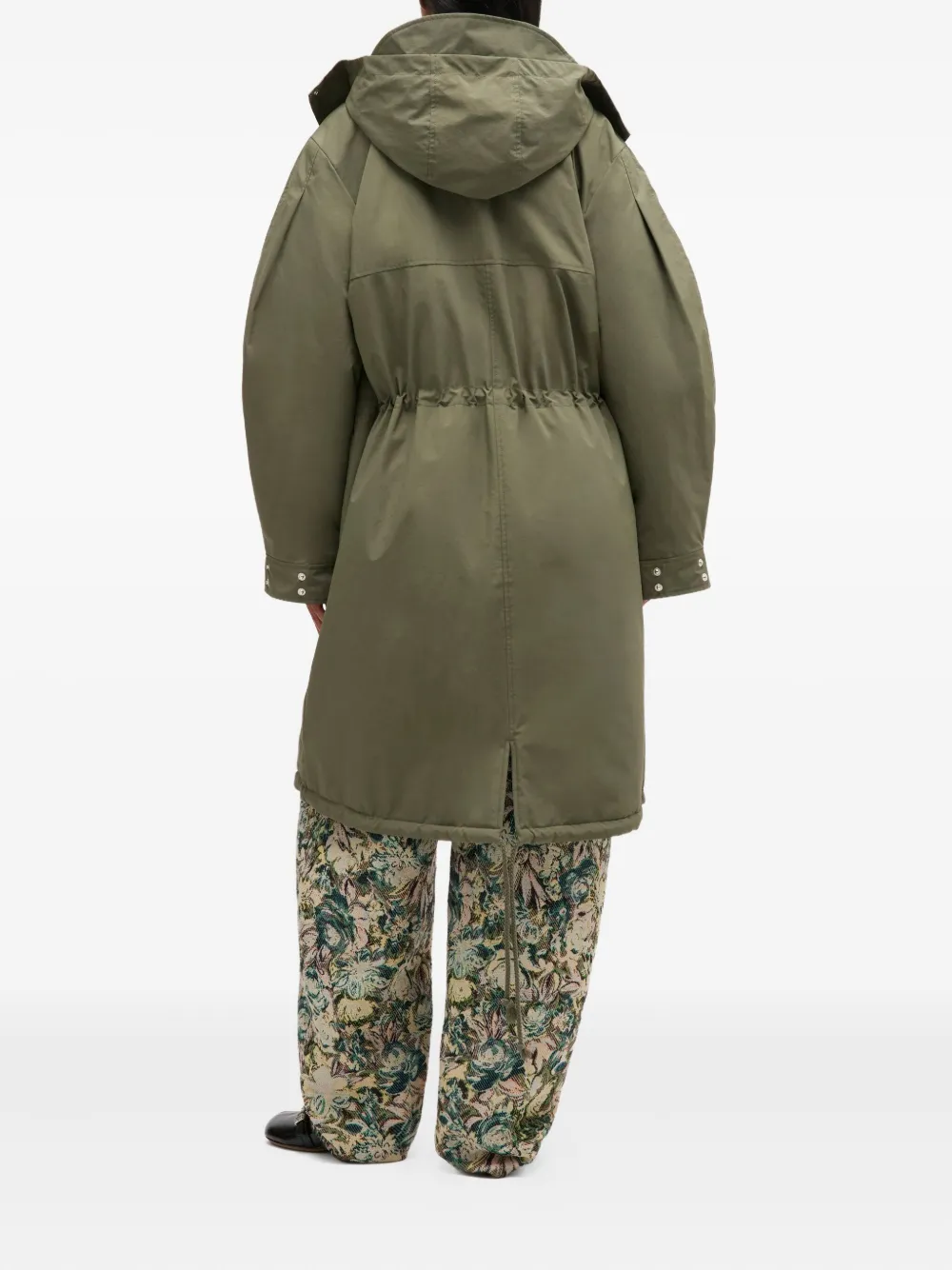 Ganni Military Green Nylon Down Jacket In Green