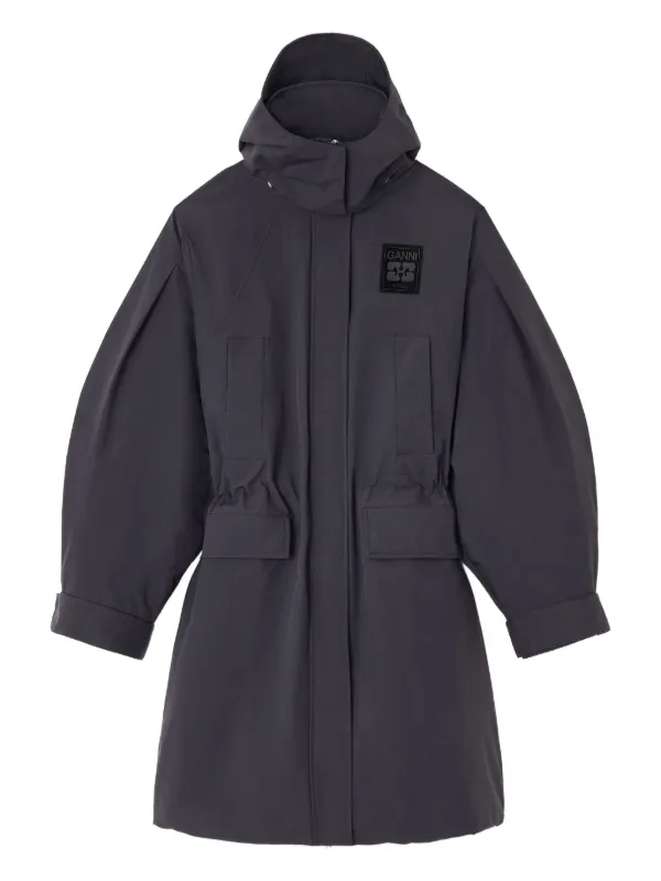 Ganni コート GANNI リップストップ パーカーコート | グレー | FARFETCH JP
