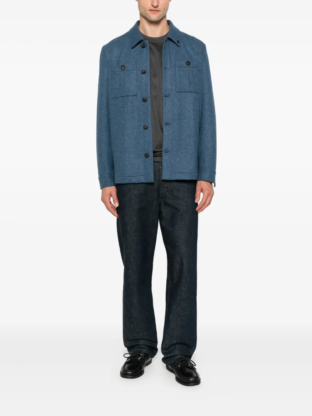 Gran Sasso Button-fastening Patch-pocket Jacket In Blue