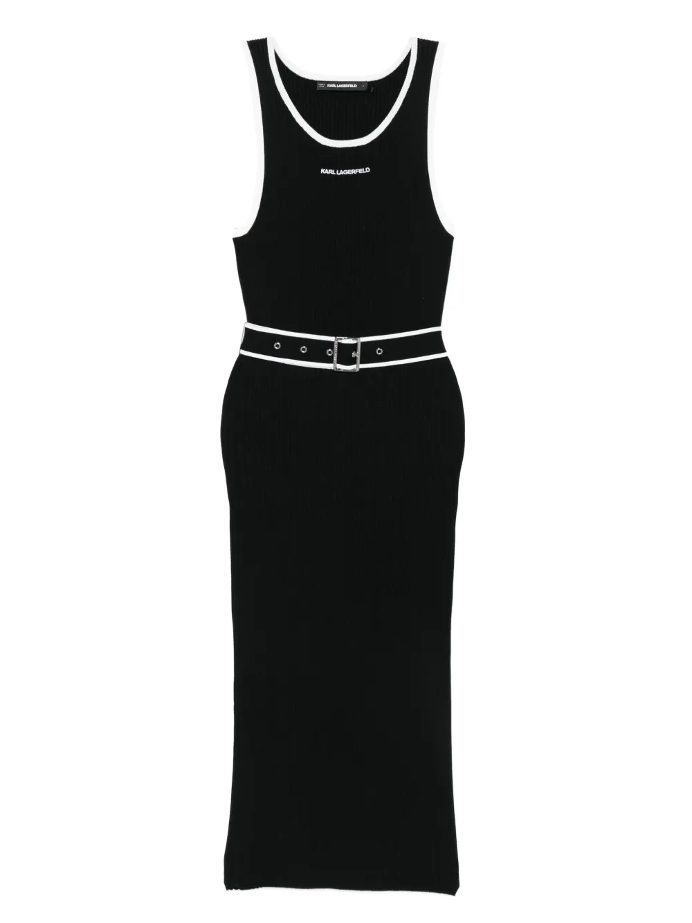 Karl Lagerfeld ribbed belt-detail dress Zwart
