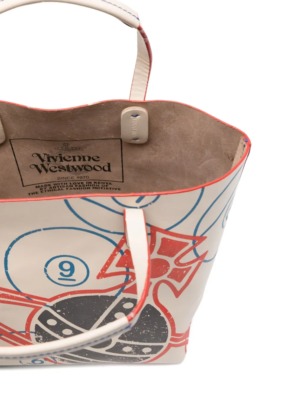 Vivienne Westwood Orb-print Leather Tote Bag In Neutral