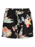 HUGO graphic-print swim shorts - Black