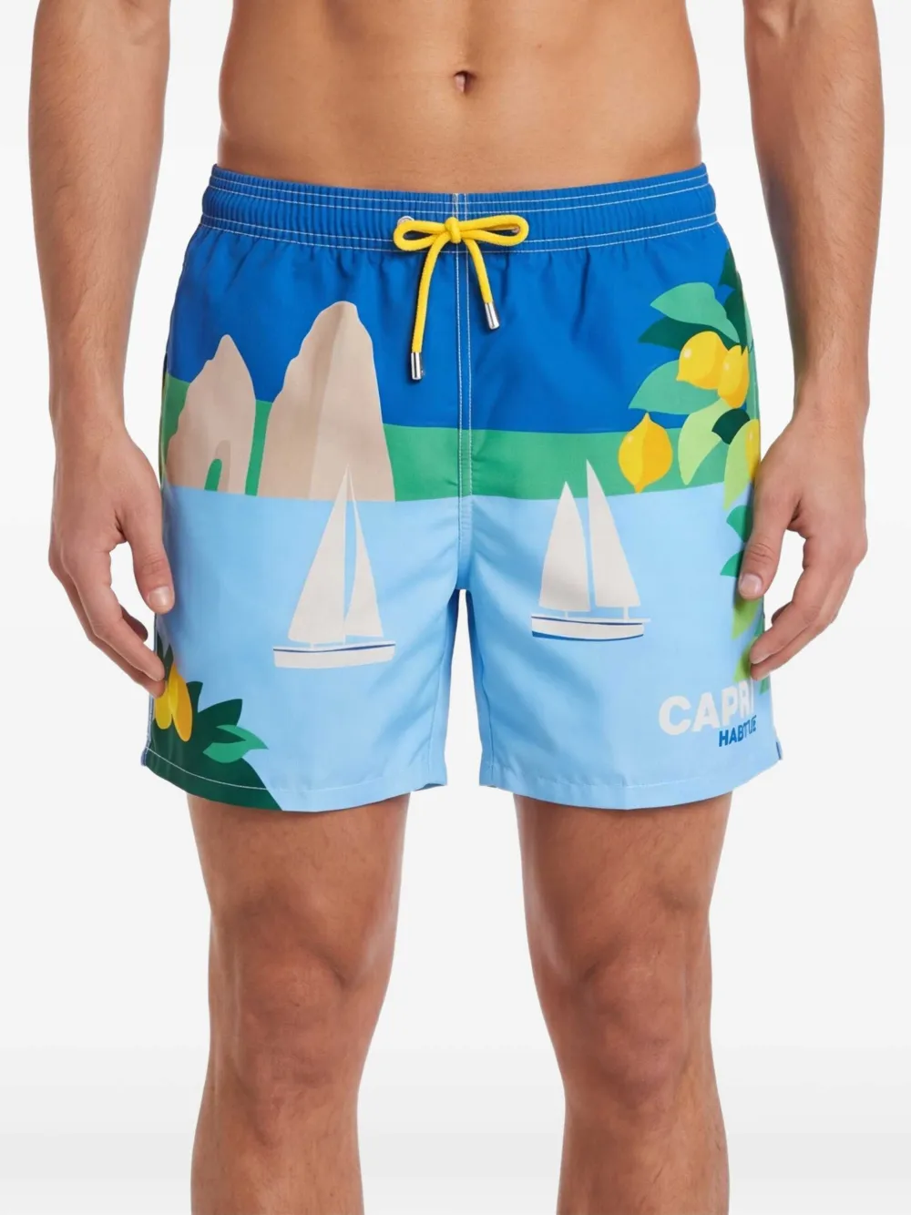 MC2 Saint Barth Zwembroek met zeilbootprint Blauw