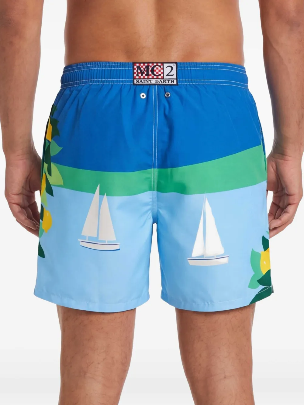 MC2 Saint Barth Zwembroek met zeilbootprint Blauw