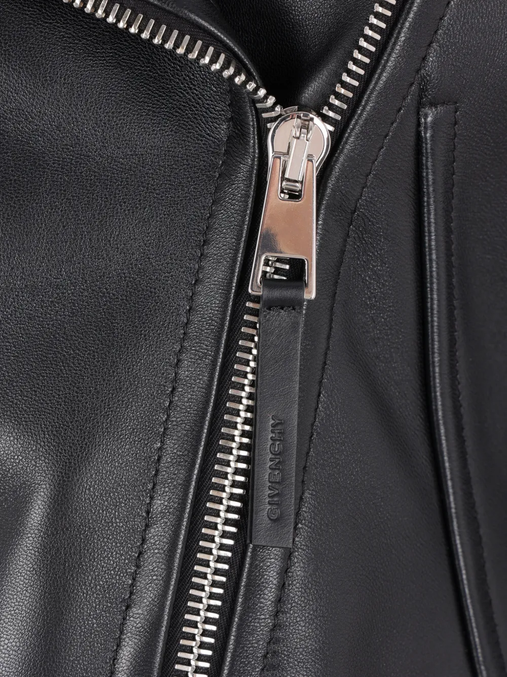 Givenchy Leather Cocoon Waisted Biker Jacket In Black
