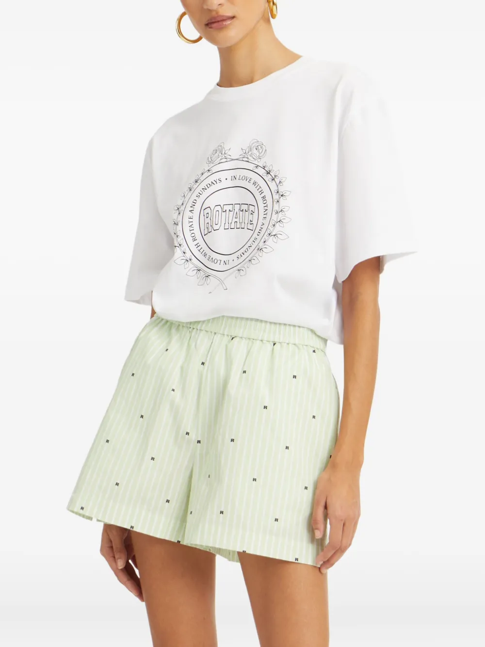 ROTATE BIRGER CHRISTENSEN Gestreepte shorts Groen