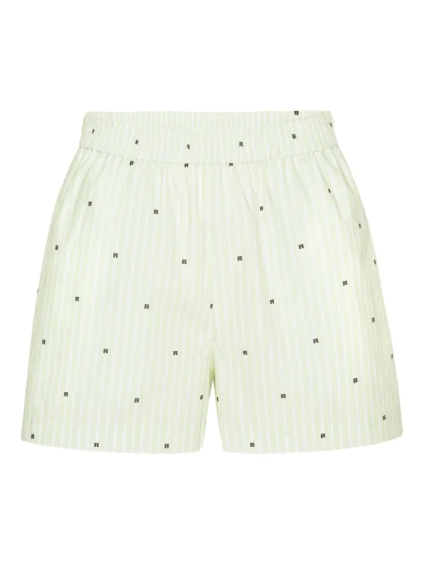 ショートパンツ ROTATE BIRGER CHRISTENSEN Short stripes Poplin Shorts Striped Green - ROTATE Birger Christensen