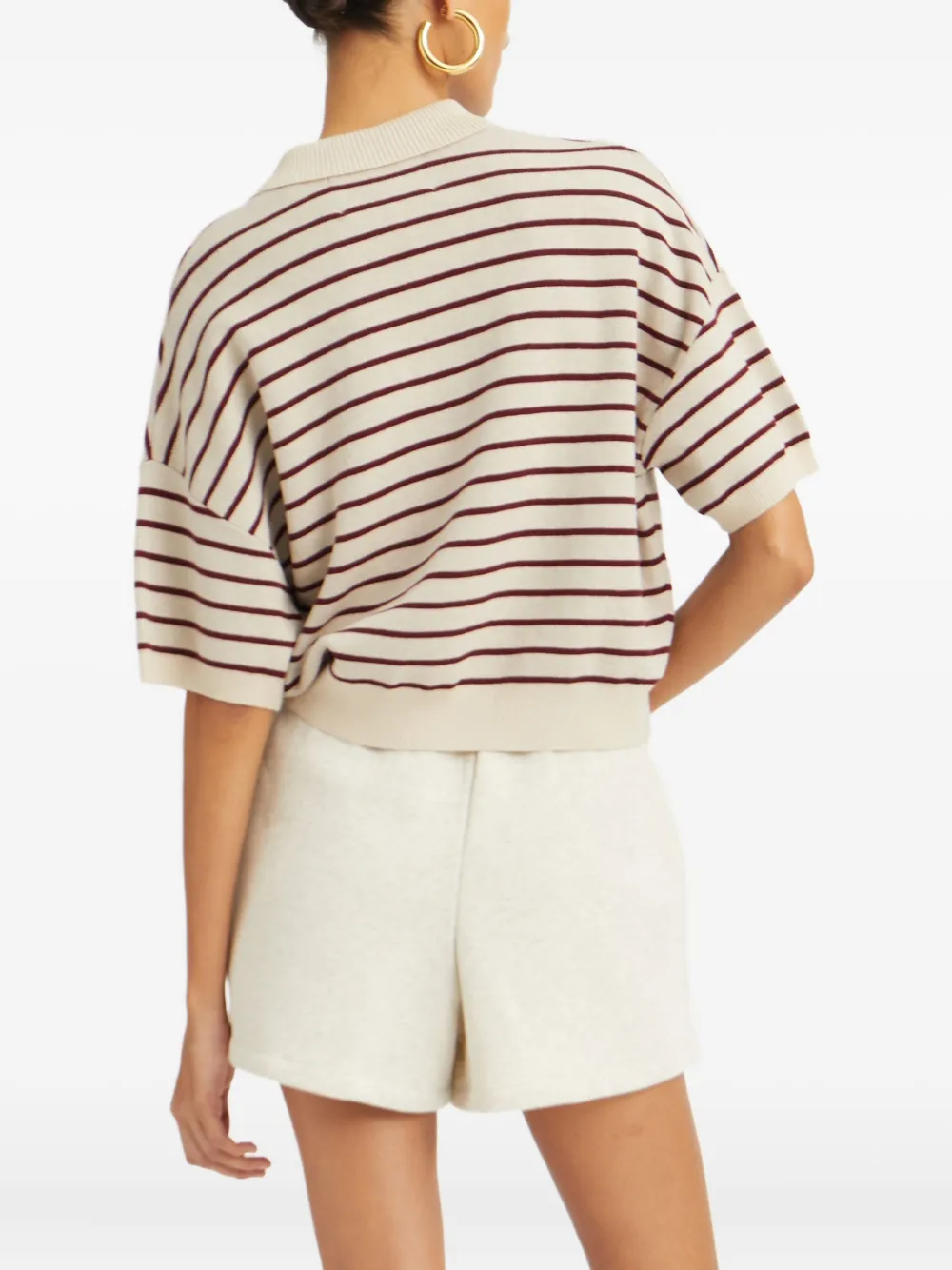ROTATE BIRGER CHRISTENSEN striped polo top Beige