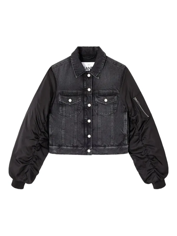 Ganni Buttoned Denim Jacket in Black