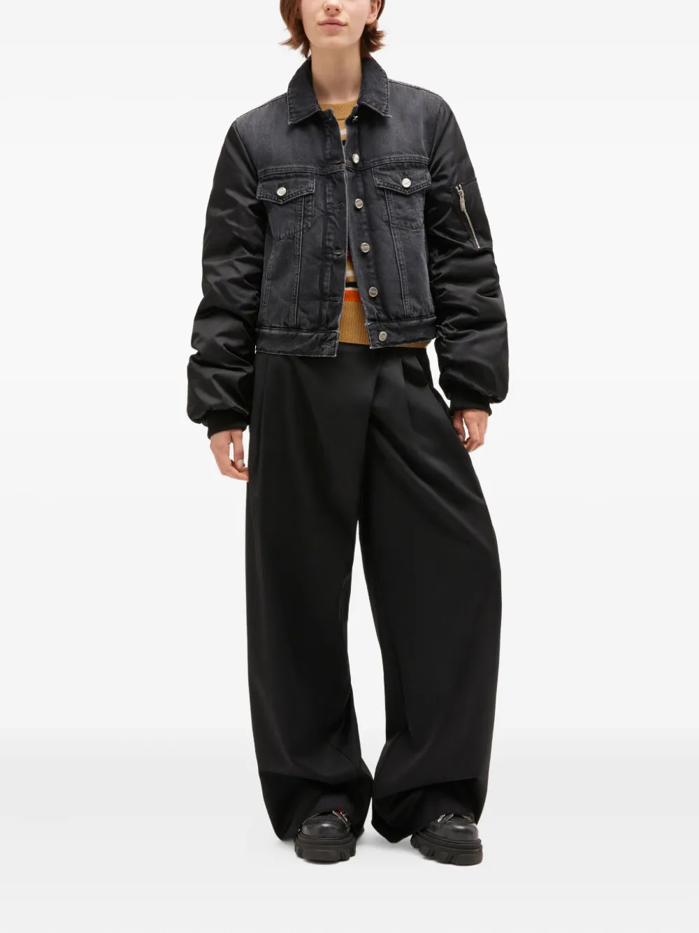 Ganni Buttoned Denim Jacket In Black