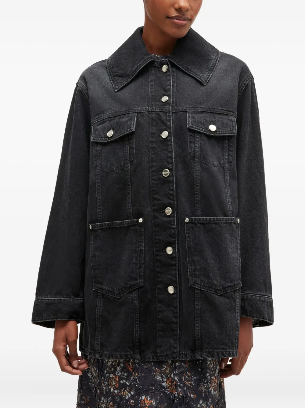 GANNI Denim jack met knopen Zwart