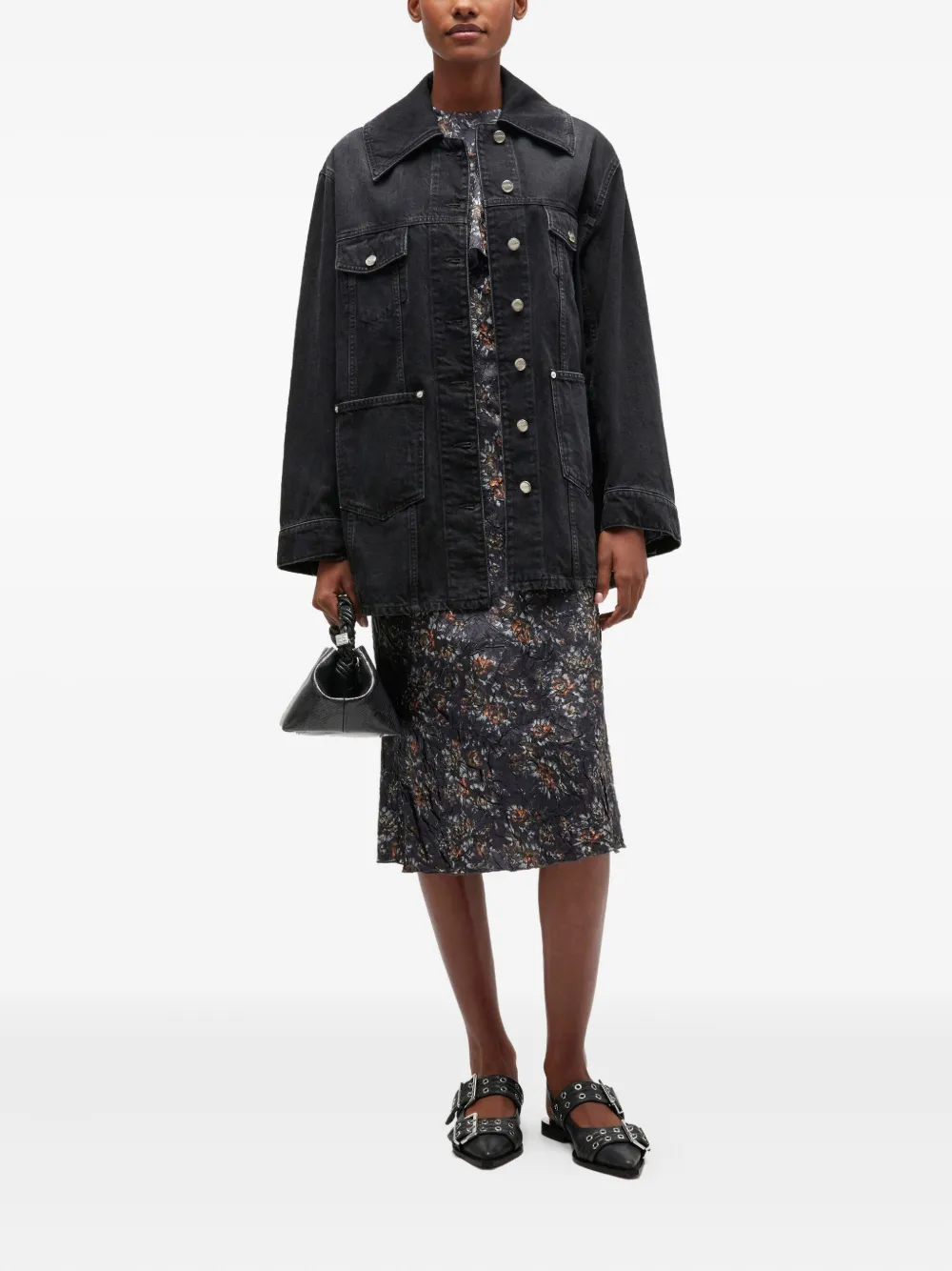 GANNI Denim jack met knopen Zwart