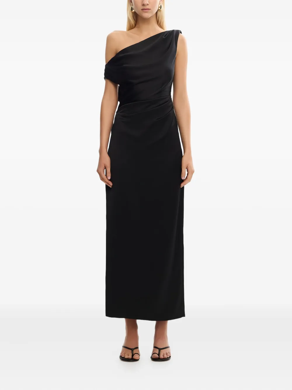 SIGNIFICANT OTHER ALYSSA draped one-shoulder maxi dress - Zwart