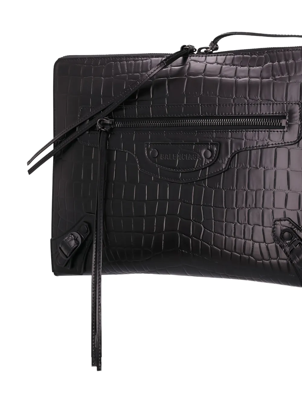 Balenciaga crocodile-embossed clutch bag Zwart