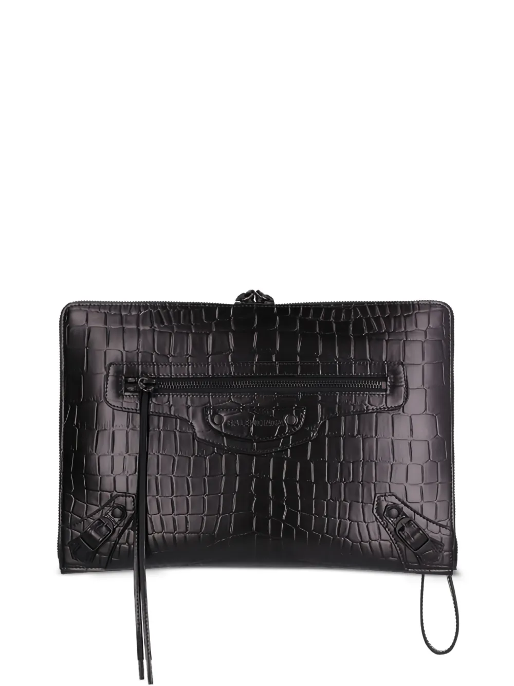 Balenciaga crocodile-embossed clutch bag | Black | Image 1