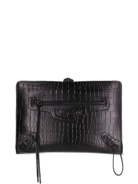 Balenciaga crocodile-embossed clutch bag