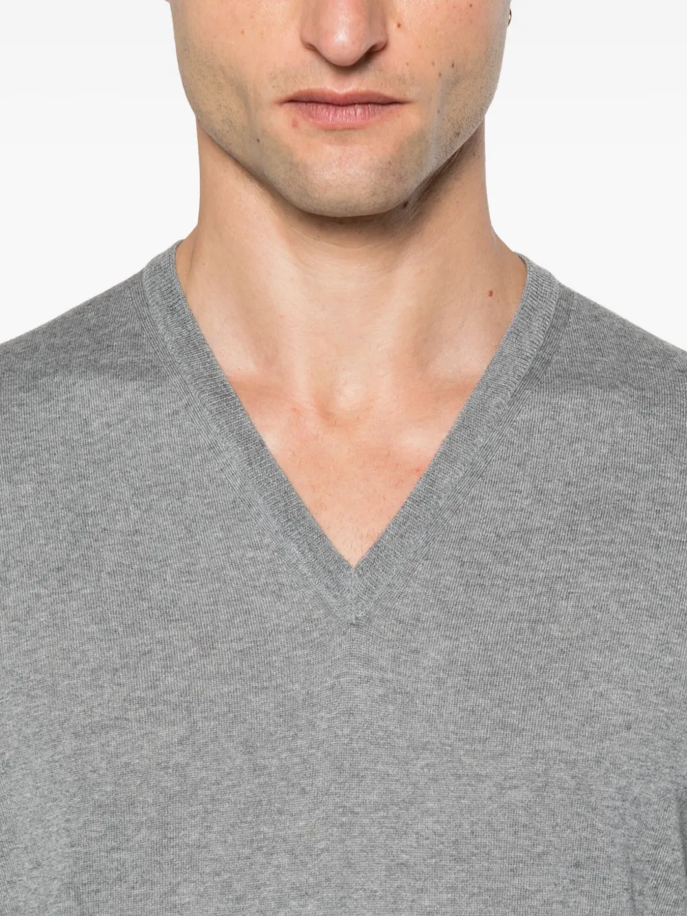 Gran Sasso V-neck Wool Sweater In Gray