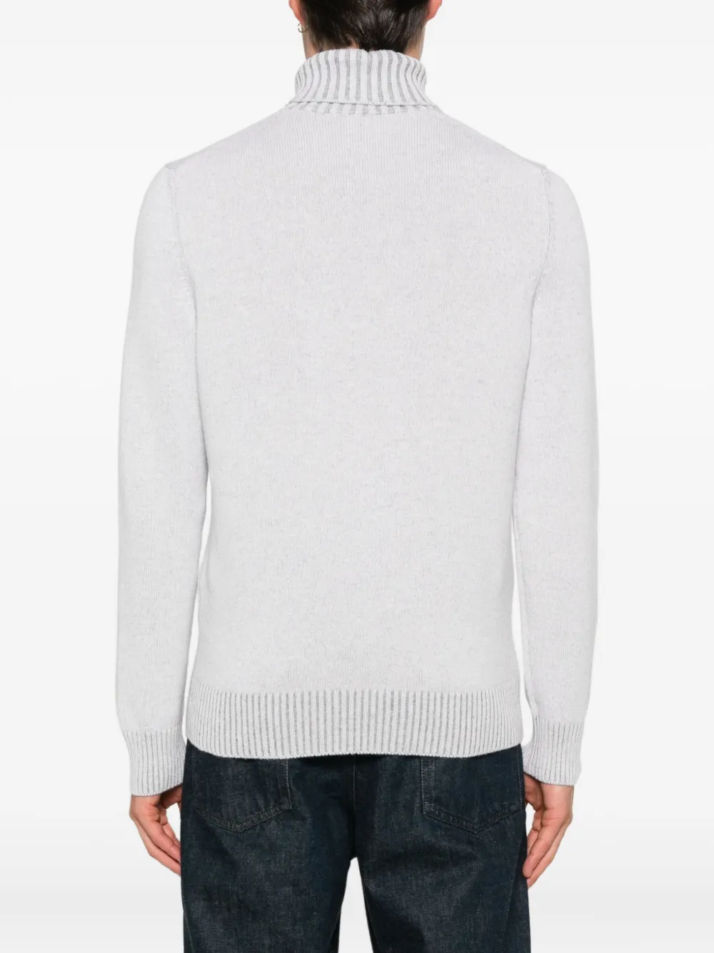 Gran Sasso Ribbed-knit Turtleneck Sweater In Gray