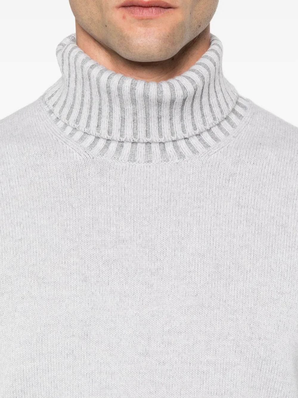 Gran Sasso Ribbed-knit Turtleneck Sweater In Gray