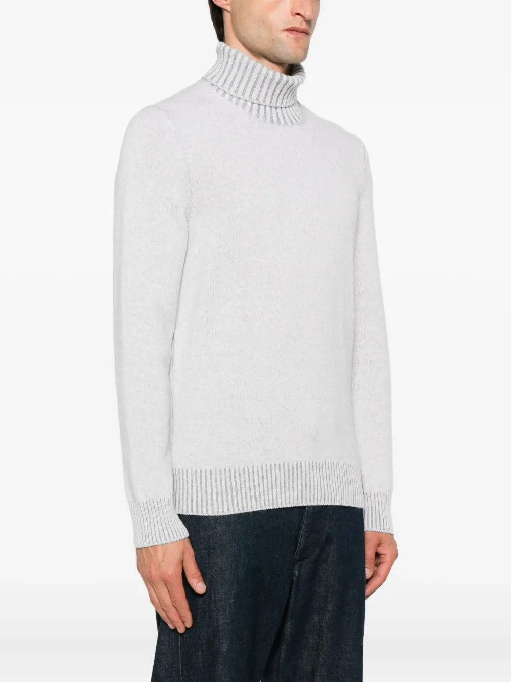 Gran Sasso Ribbed-knit Turtleneck Sweater In Gray