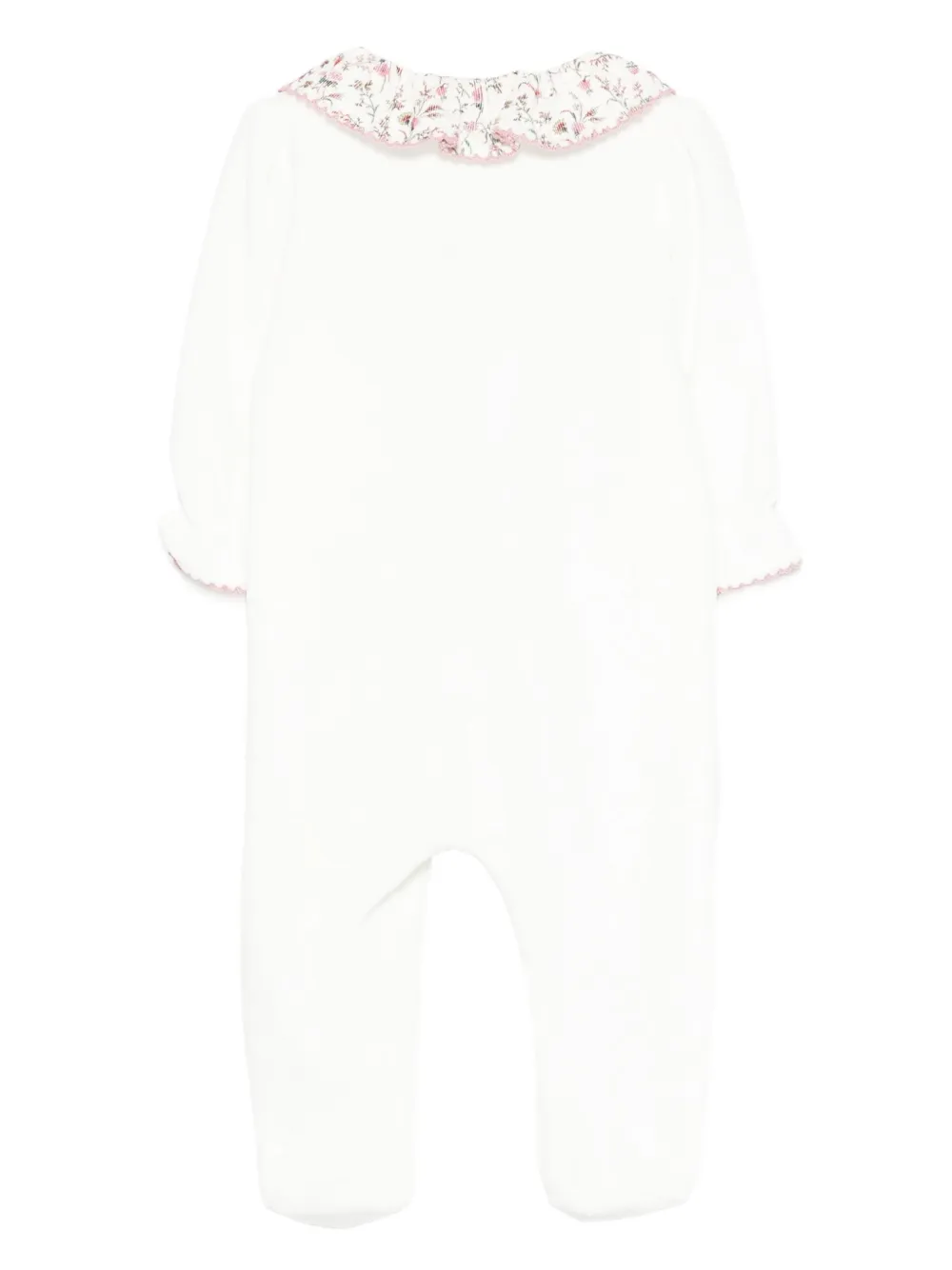 Patachou Floral-collar Ruffled Pajama In White