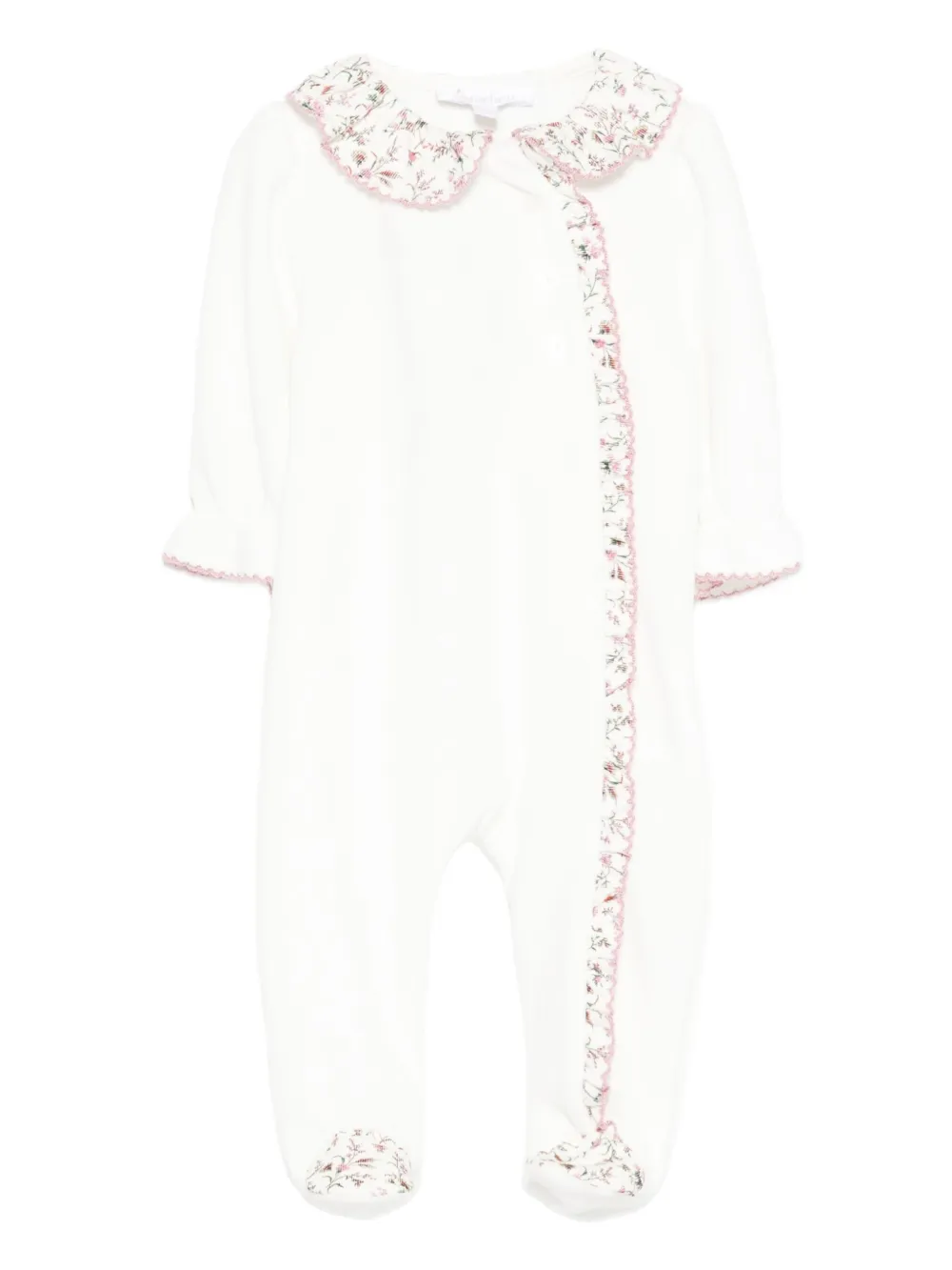 Patachou Floral-collar Ruffled Pajama In White