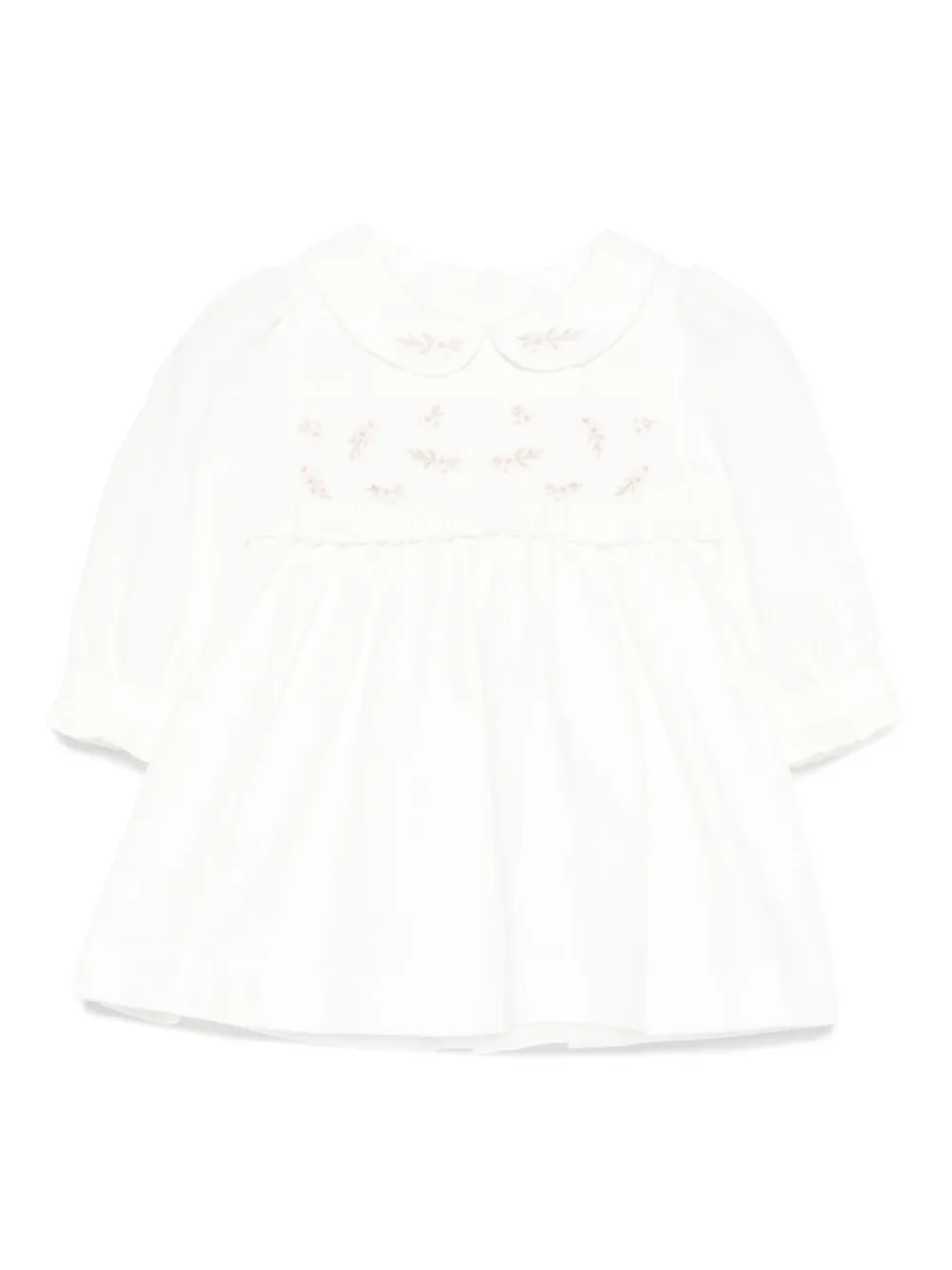 Patachou Embroidered Smocked Dress In Neutral