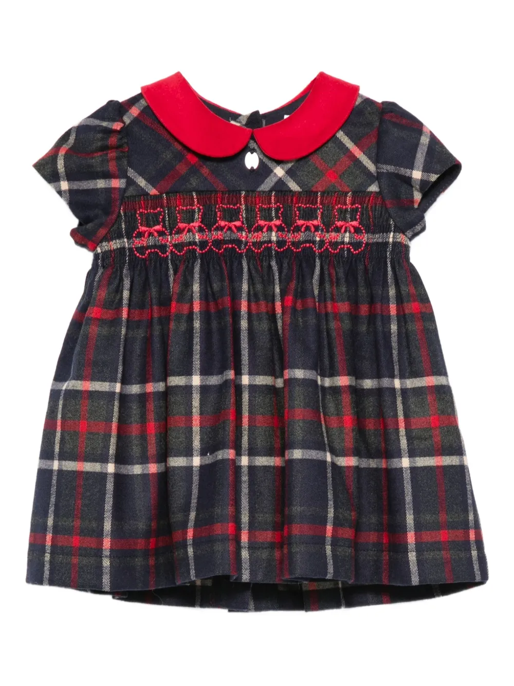 Patachou Plaid Smocked Dress In Red
