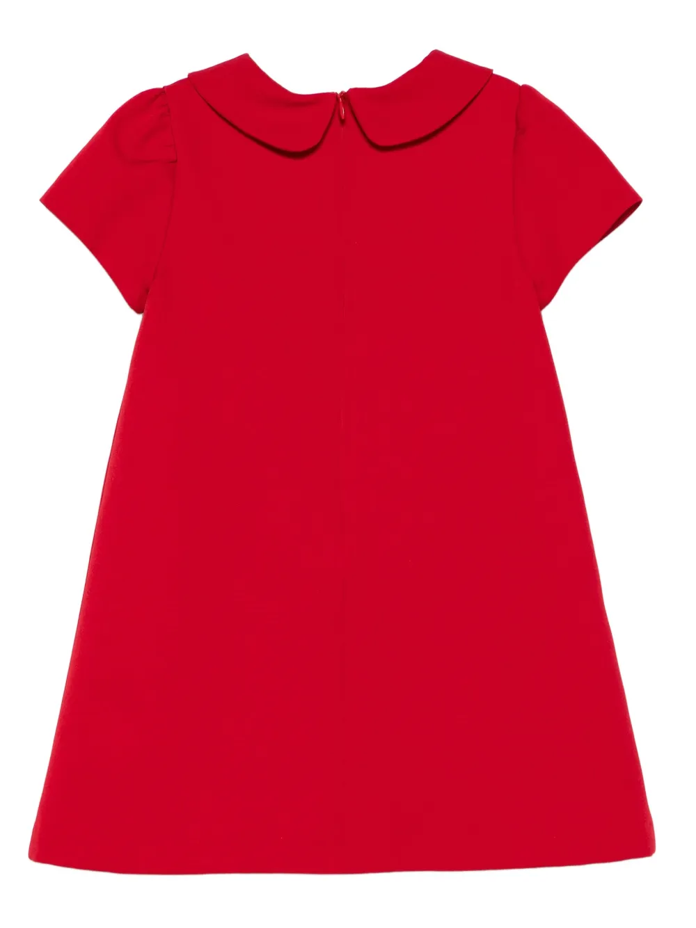 Patachou Peter-pan Collar Flower-appliqué Dress In Red