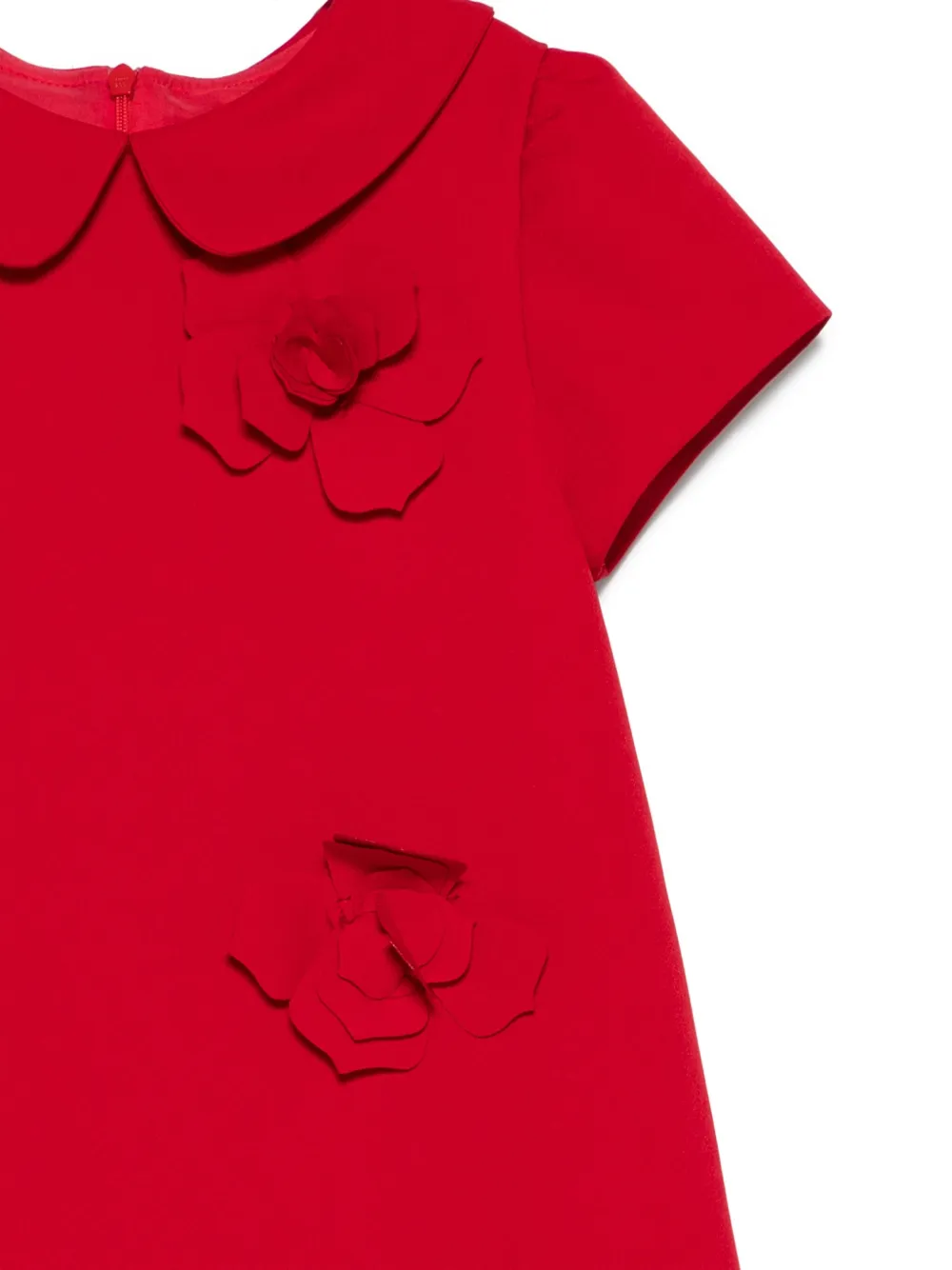 Patachou Peter-pan Collar Flower-appliqué Dress In Red